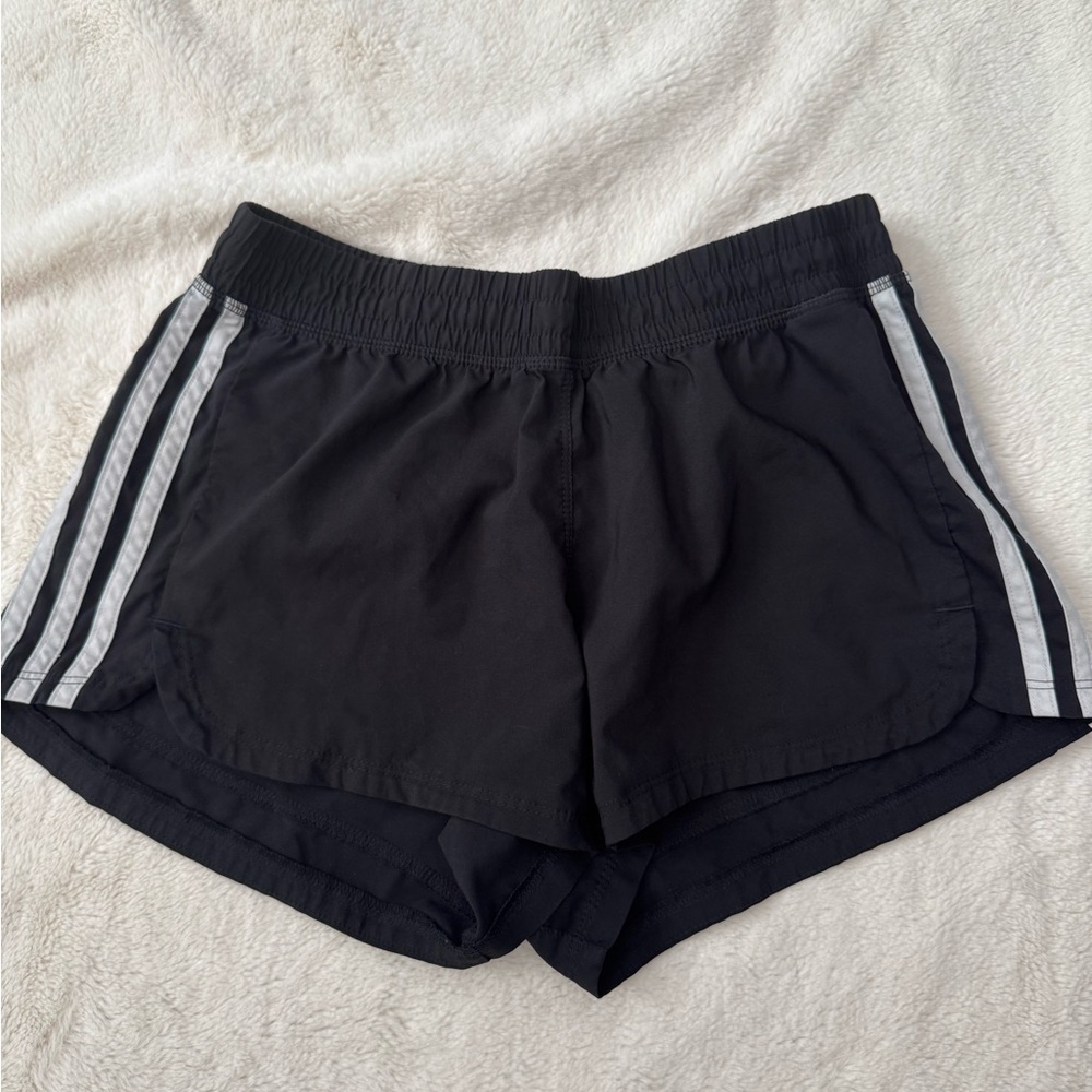 adidas Black Women's Athletic Shorts with White Stripes